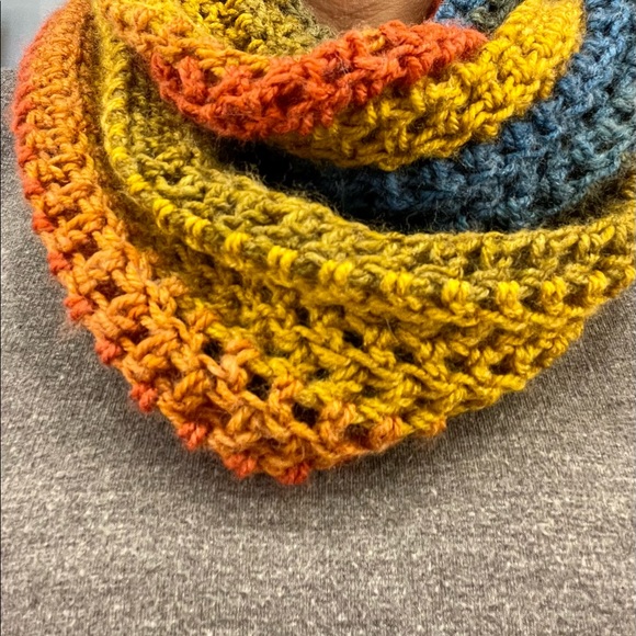 Beautiful, Colorful Hand Knit Infinity Scarf - Picture 2 of 4